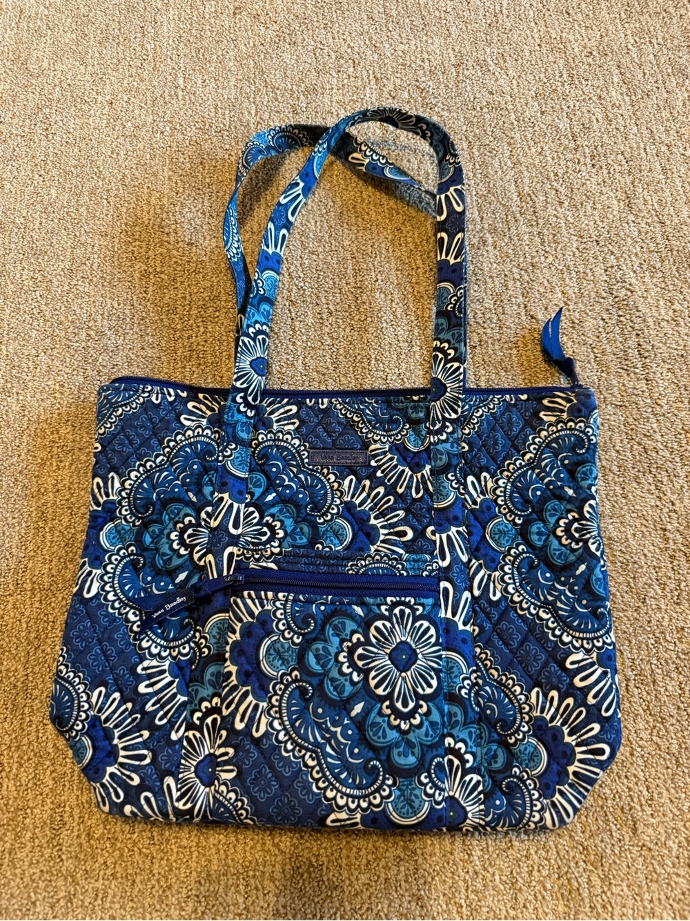 Vera Bradley Blue and Navy Floral Quilted Shoulder Bag